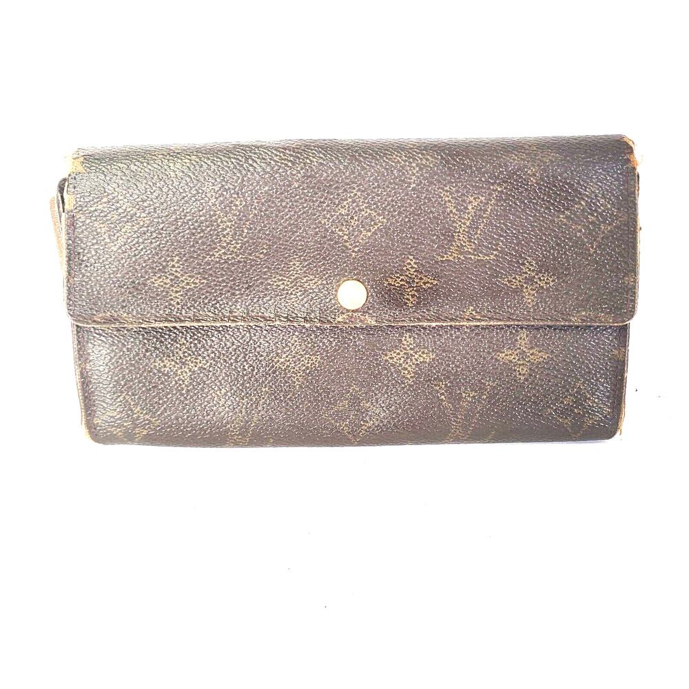 Authentic LOUIS VUITTON LV Vintage Monogram Sarah‎ Wallet Envelope Leather Large